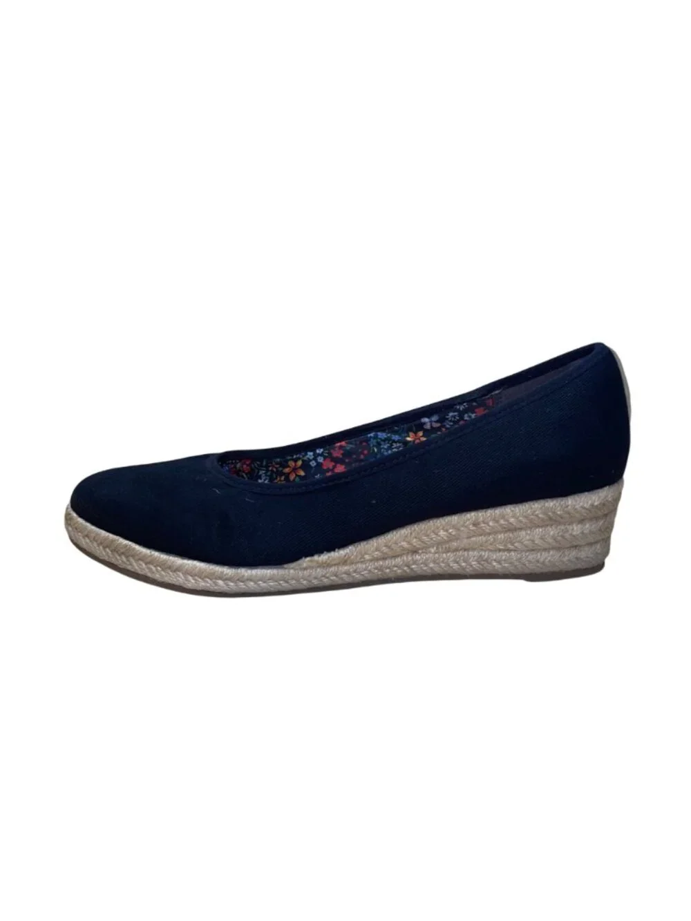 LifeStride Velocity Women’s Black Fabric Karma Wedge Espadrille Shoes Size 9.5M